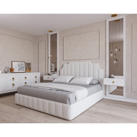 Ліжко Linea із масиву вільхи біле м'яке  - Фото 1